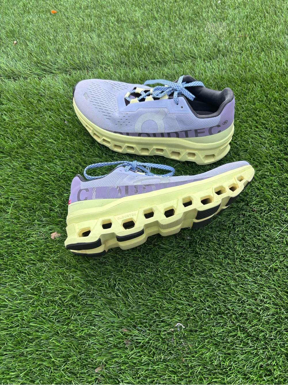 On Running Women's Athletic Shoes in Light Purple and Pale Yellow